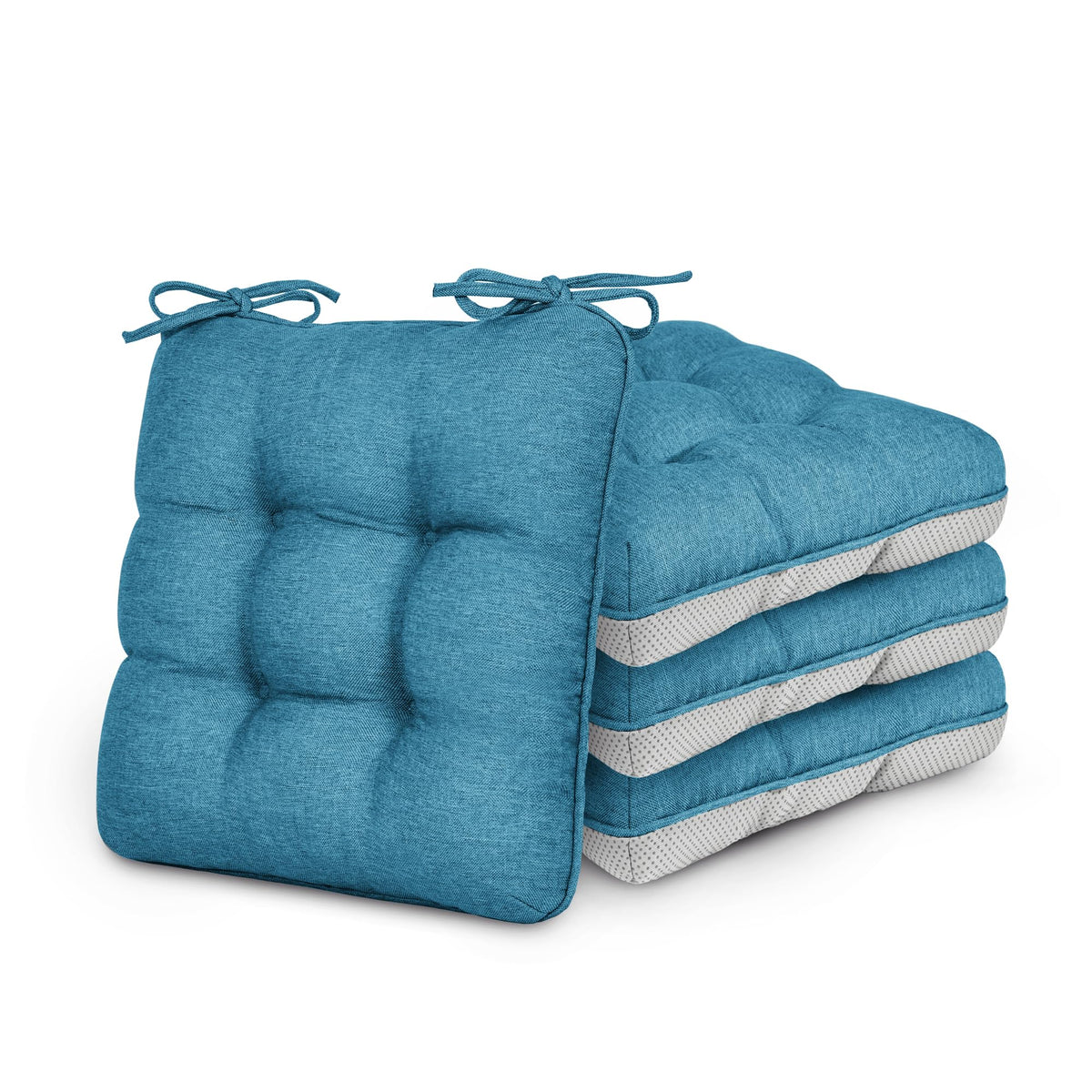 Love's cabin Memory Foam Chair Cushions Set of 4, 15.5 Inch, Blue