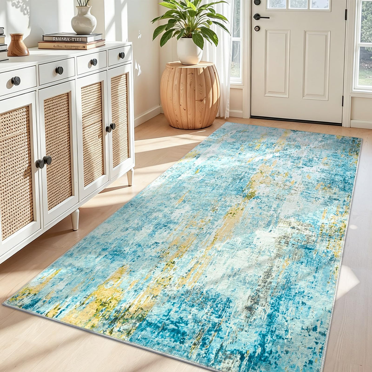 Entrance Rugs Indoor 2x3 Grey Entry Rug Washable Abstract Small Area Rug Non-Slip Low Pile Throw Rugs for Entryway, Kitchen Floor, Front Door Indoor Door Mat, Bathroom, Bedroom Bedside