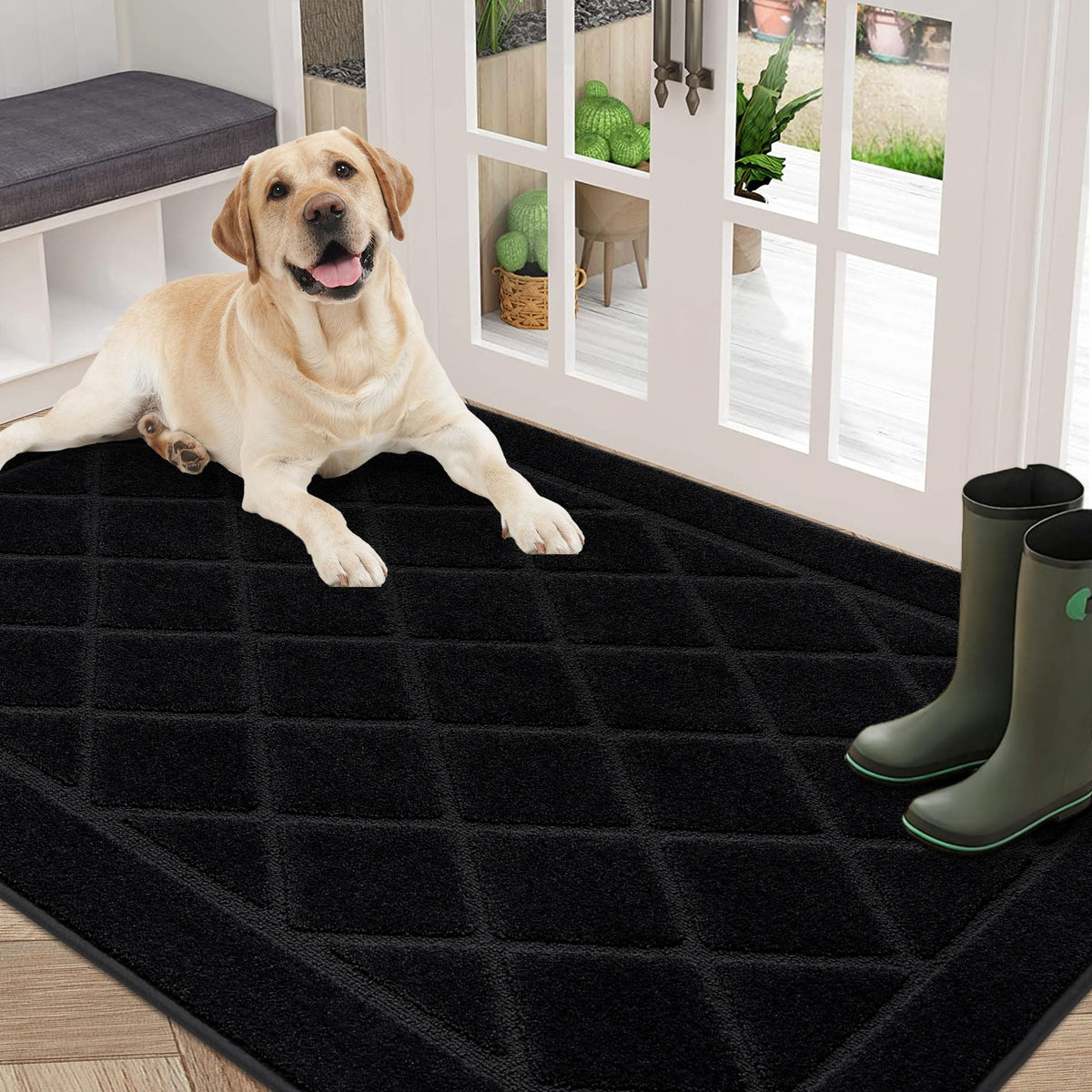 BEQHAUSE Dirt Trapper Door Mat 20" x 32", Doormat Non-Slip, Navy Blue