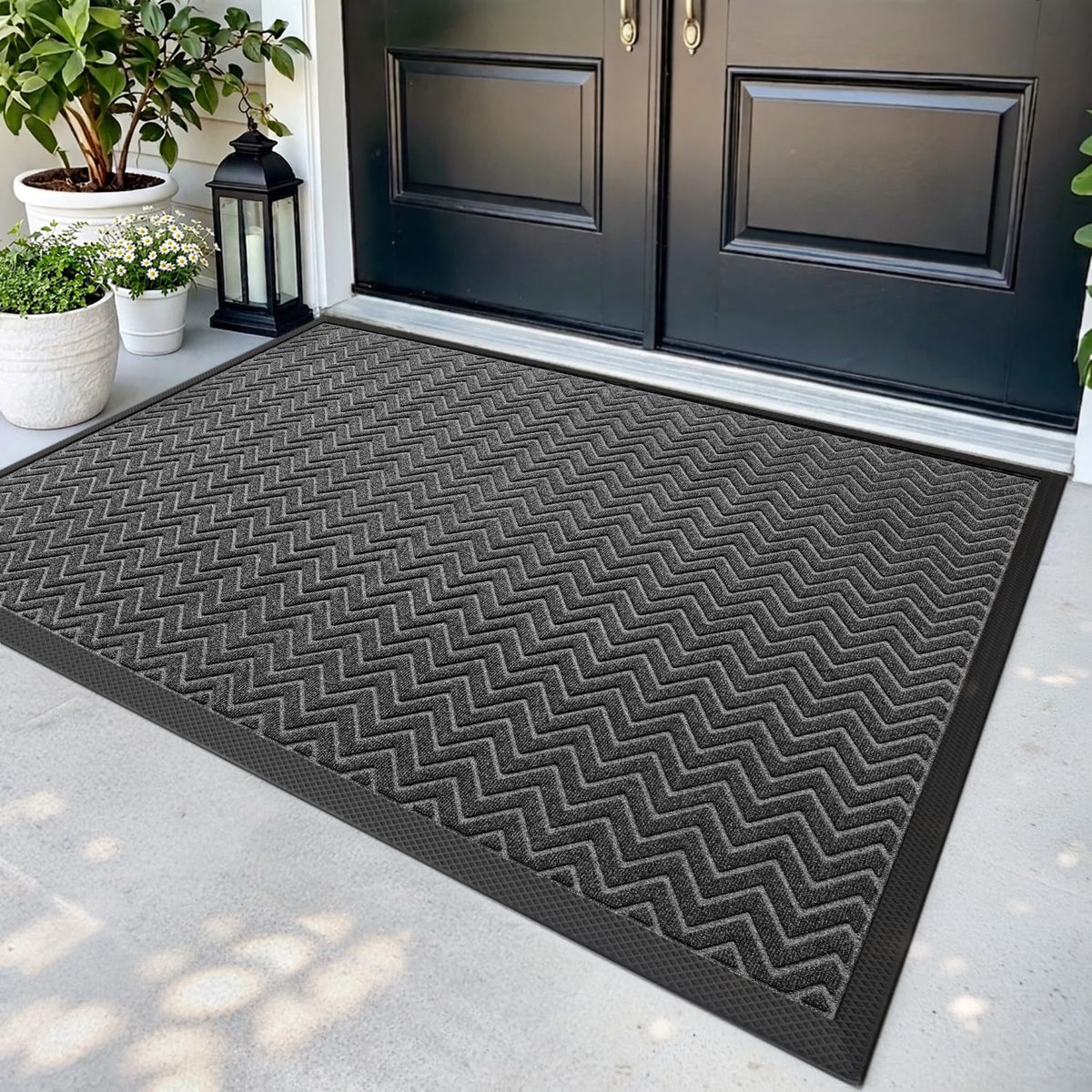 DEXI Front Door Mat Outside Entrance 48x72 Rubber Entry Doormat Brown