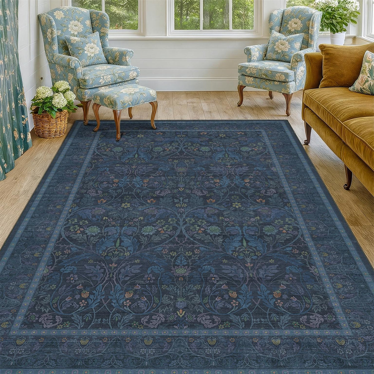 Dark Brown 2x3 Washable Entry Rug, Throw Small Rugs for Entryway Kitchen Bathroom Indoor Door Mat, Farmhouse Floral & Botanical Door Mats, Low Pile Soft Stain Resistant Carpet