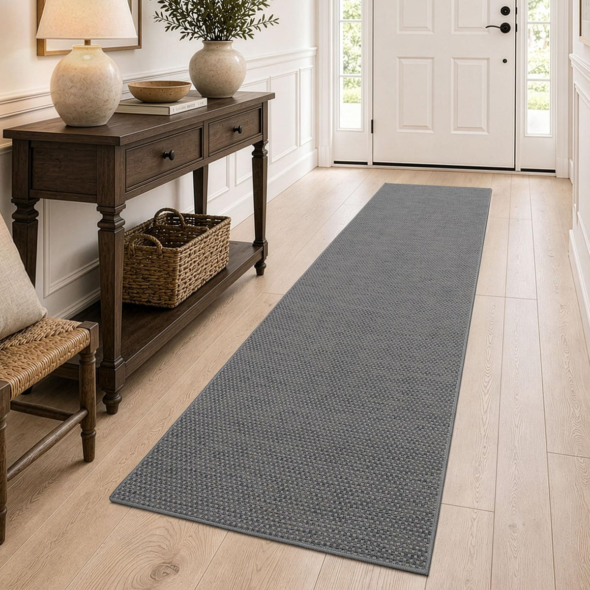 DEXI Thin Door Mat Indoor Entrance 24x36, Non Slip Entryway Mat, Dark Beige