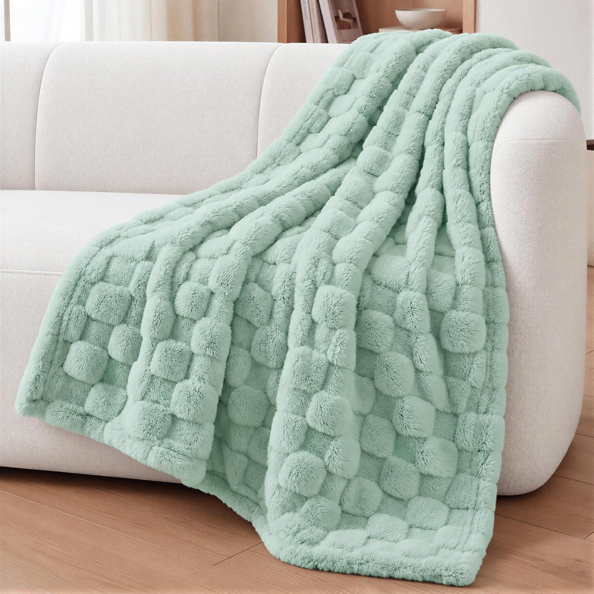 Utopia Bedding Plush Checkered Fleece Blanket Cool Grey Throw, 50x60 Inch