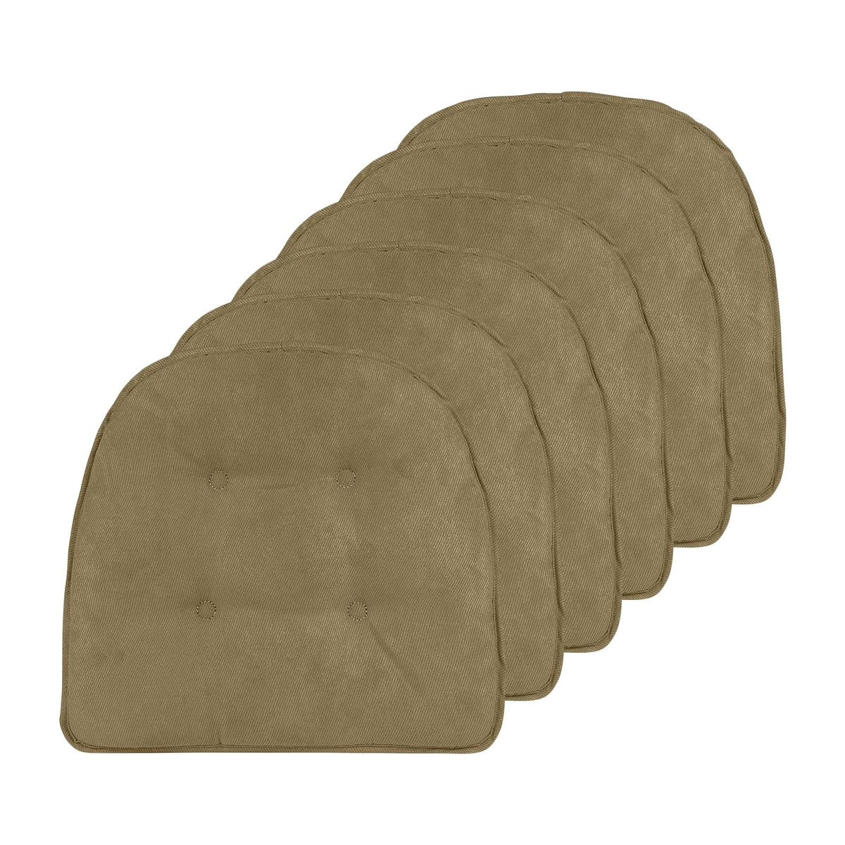 Klear Vu Omega Non-Slip Chair Cushions, Assembled in USA, U-Shaped Skid-Proof Seat Pads for Dining Room, Kitchen, Office, 15"x16" 4 Pack Slub Natural 4 Count