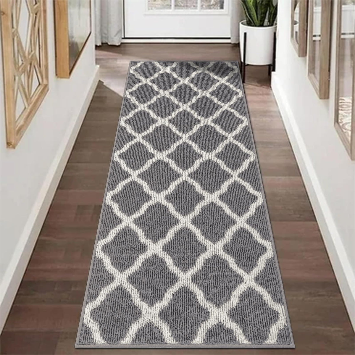 SHACOS Door Mats 20"x32" Indoor Washable Kitchen Entryway Rug Non Slip Absorbent Floor Mat for Home Entrance Garage, Light Gray