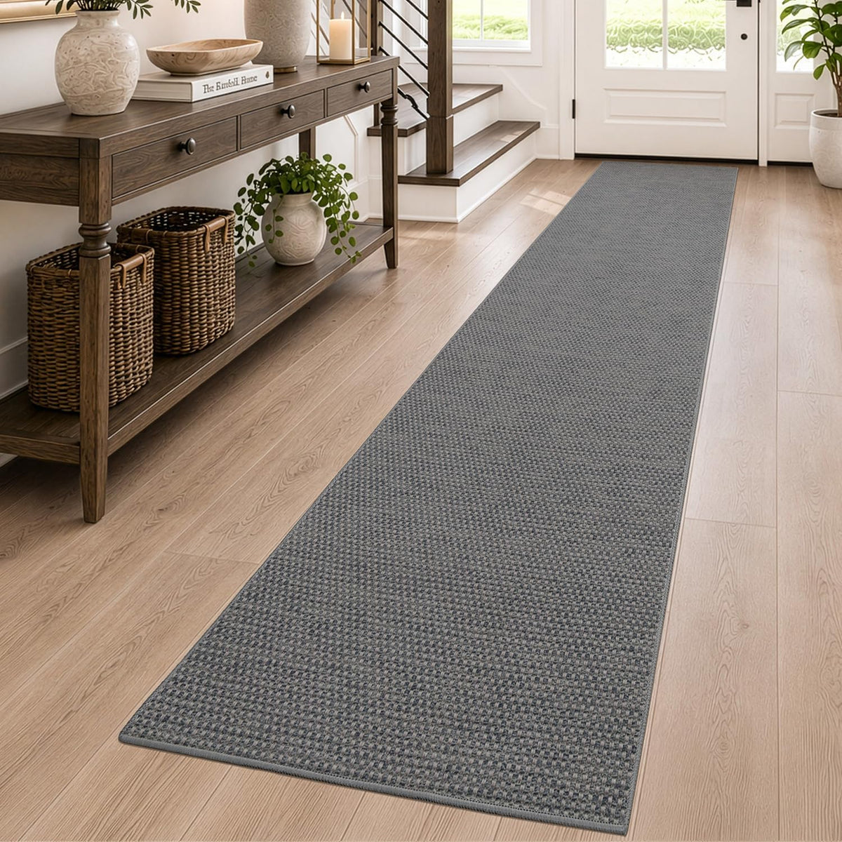 DEXI Thin Door Mat Indoor Entrance 24x36, Non Slip Entryway Mat, Dark Beige