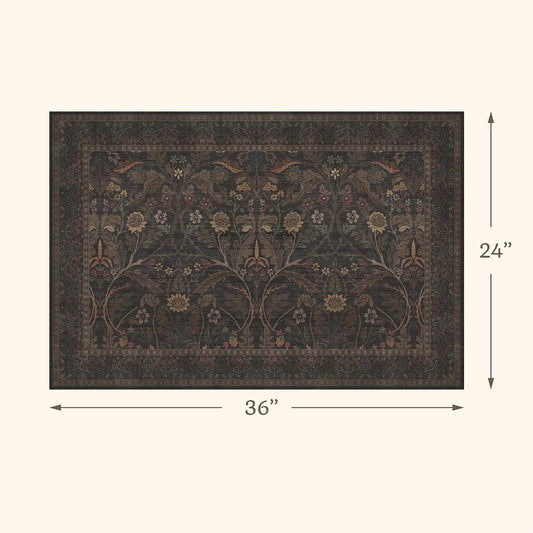 Dark Brown 2x3 Washable Entry Rug, Throw Small Rugs for Entryway Kitchen Bathroom Indoor Door Mat, Farmhouse Floral & Botanical Door Mats, Low Pile Soft Stain Resistant Carpet