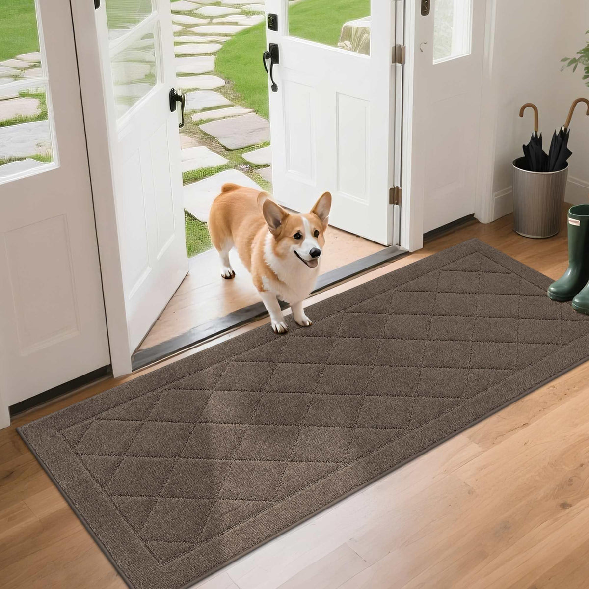 BEQHAUSE Dirt Trapper Door Mat 20" x 32", Doormat Non-Slip, Navy Blue