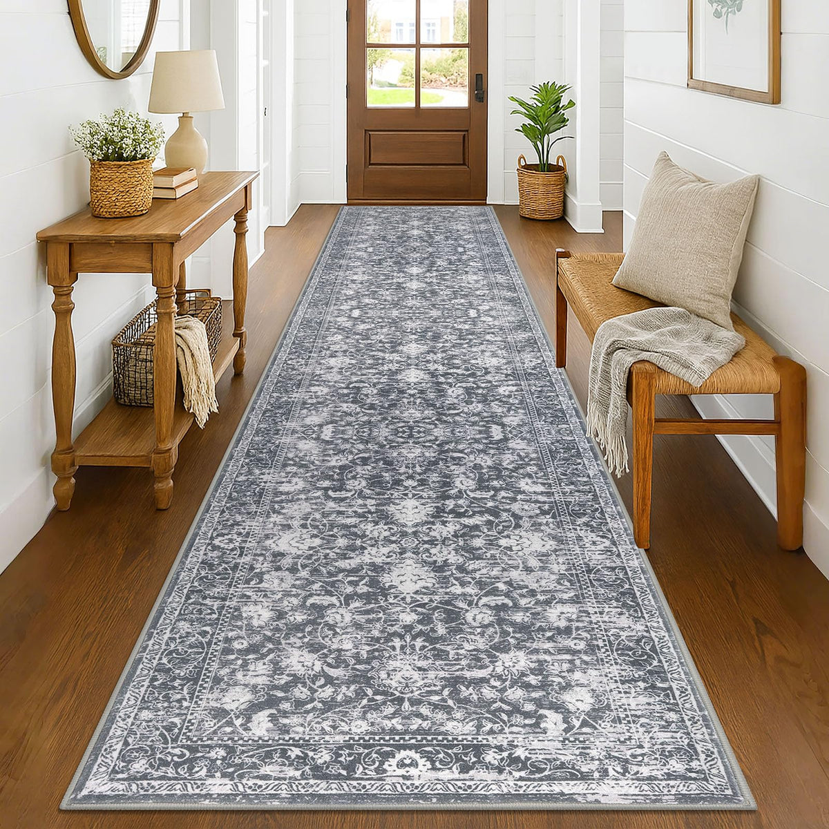 KILOCOCO 2x3 Washable Rug Small Entryway Rugs Indoor Door Mat, Blue/Navy