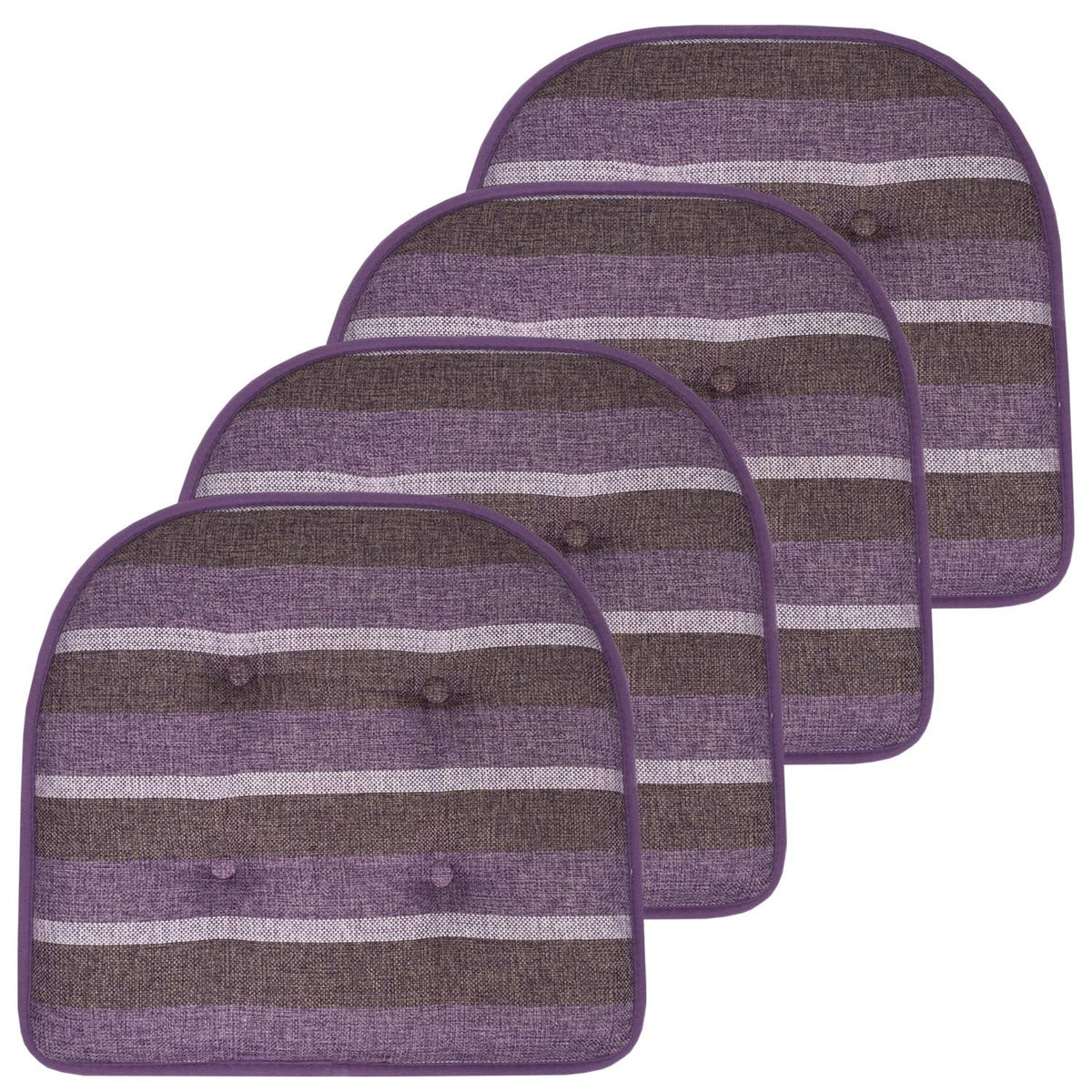 Sweet Home Collection Chair Cushion Memory Foam Pads Tufted Slip Non Skid Rubber Back U-Shaped 17" x 16" Seat Cover, 4 Count (Pack of 1), Army Green