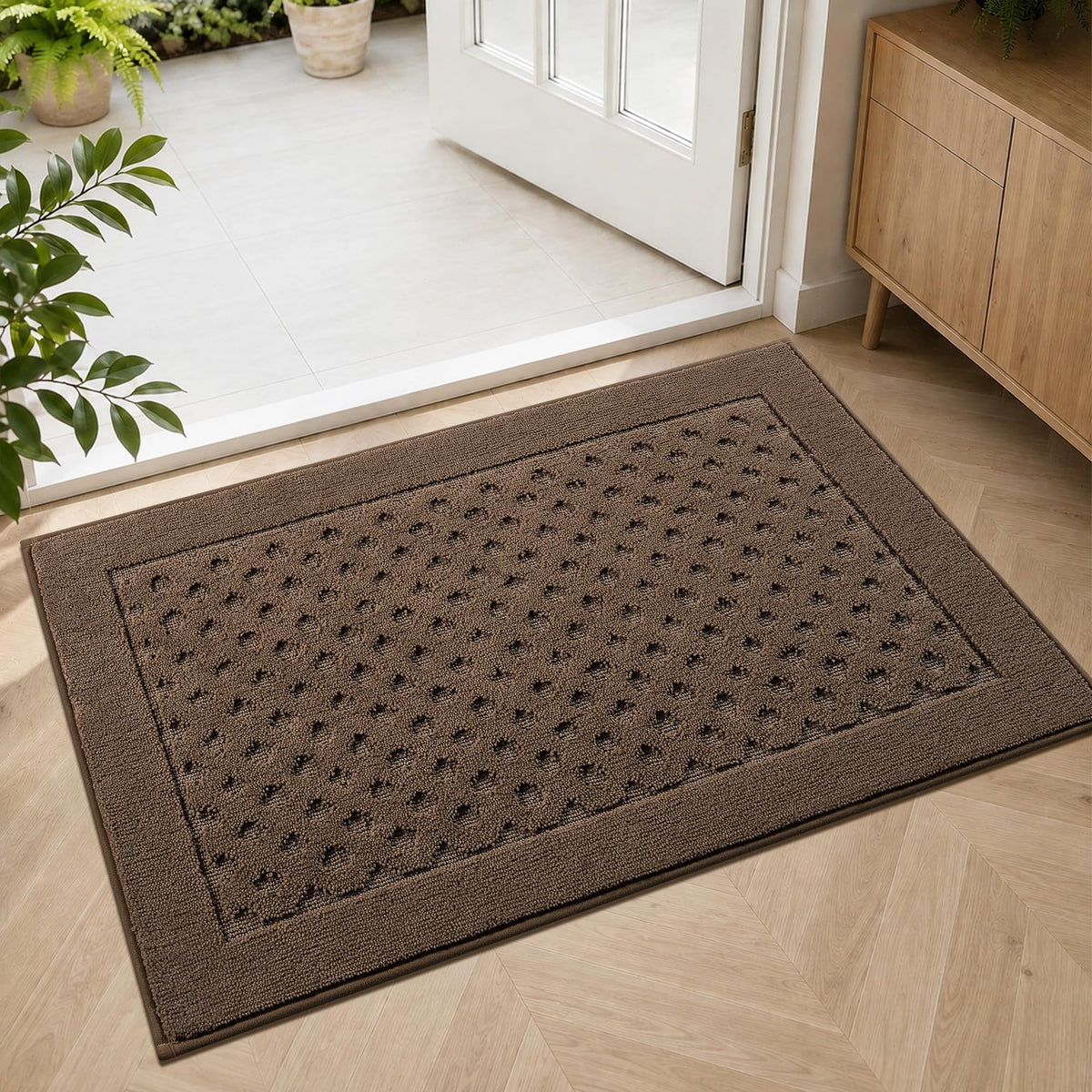 Dirt Trapper Door Mat 24"x 36", Non-Slip Entryway Rugs, Beige