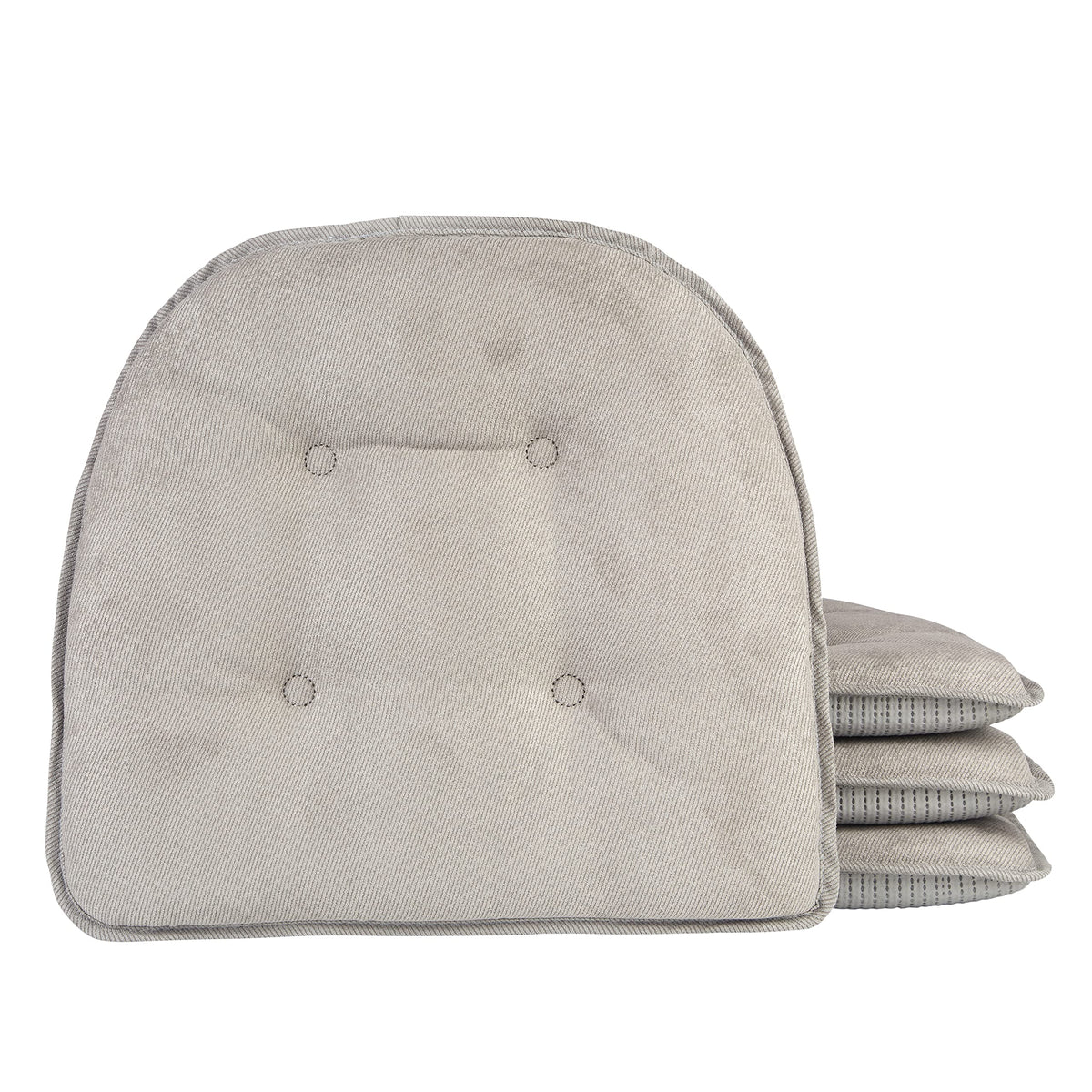 Klear Vu Omega Non-Slip Chair Cushions, Assembled in USA, U-Shaped Skid-Proof Seat Pads for Dining Room, Kitchen, Office, 15"x16" 4 Pack Slub Natural 4 Count