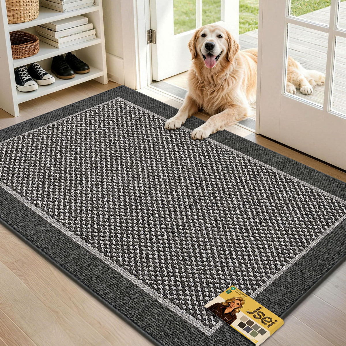 JSEI Dirt Trapper Door Mat 20"x32" , Non-Slip Doormat ,Dark Grey