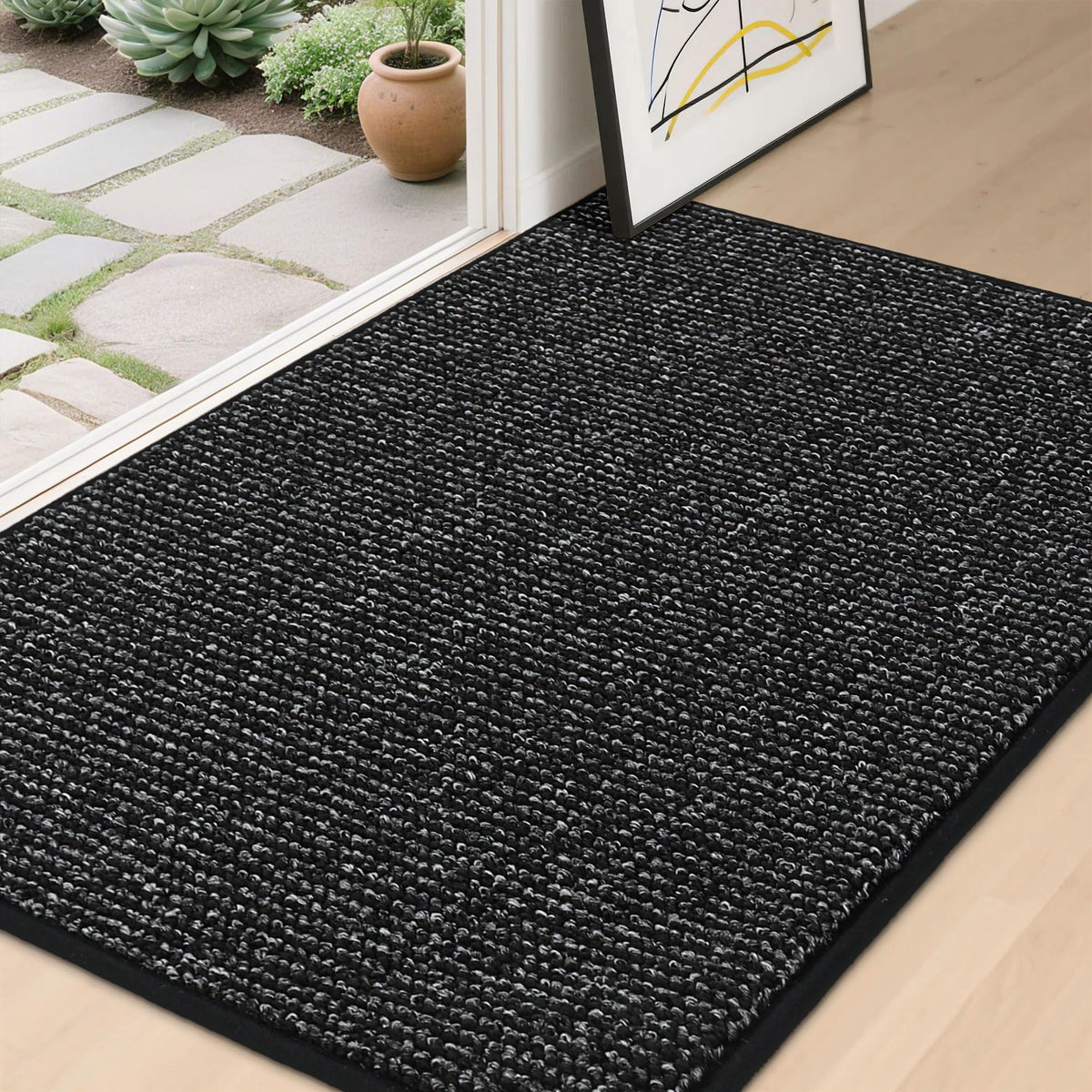 BEQHAUSE Dirt Trapper Door Mat 20"x32", Non-Slip Washable Doormat, Charcoal