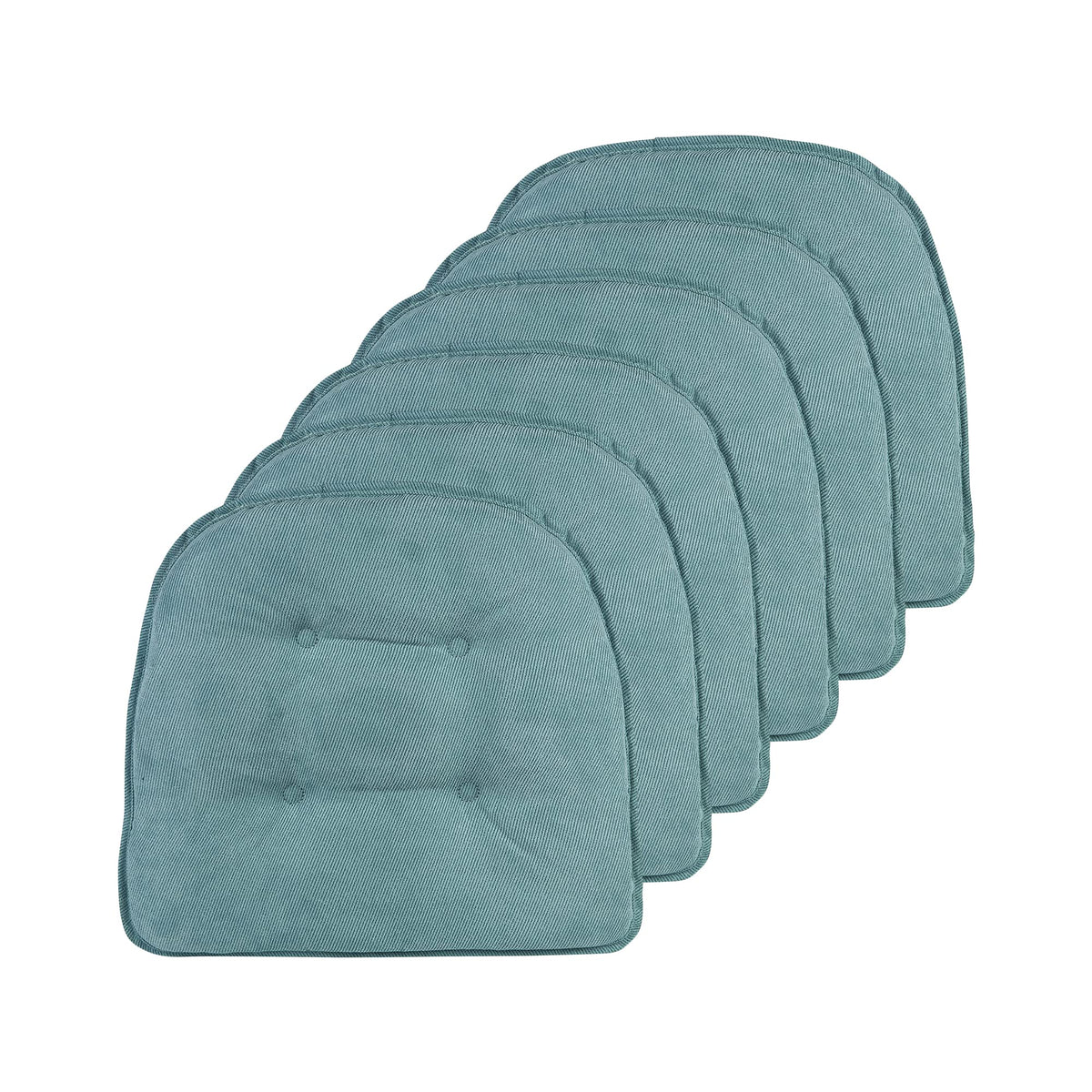 Klear Vu Omega Non-Slip Chair Cushions, Assembled in USA, U-Shaped Skid-Proof Seat Pads for Dining Room, Kitchen, Office, 15"x16" 4 Pack Slub Natural 4 Count