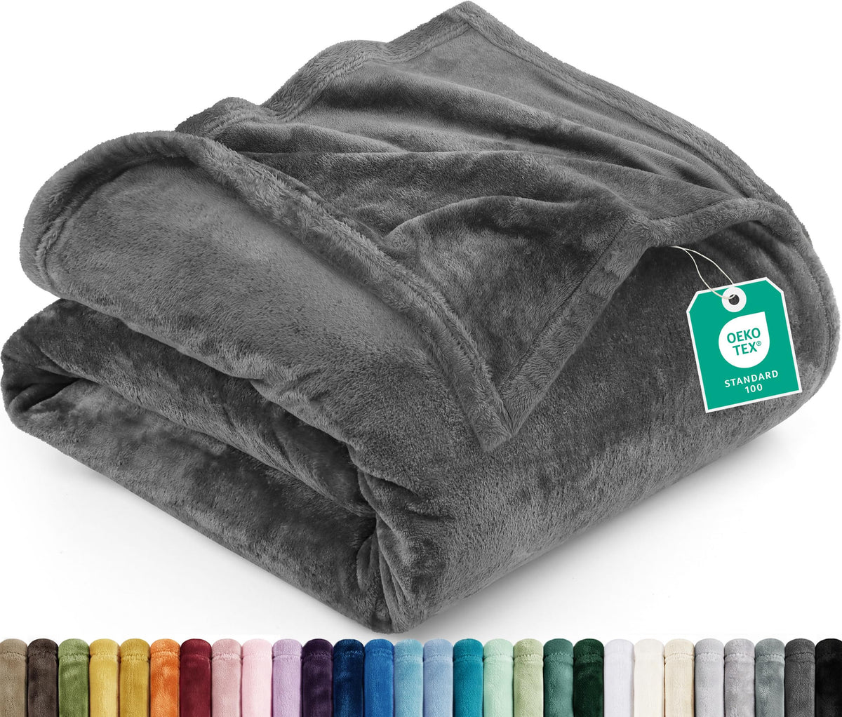 Utopia Bedding Ultra Soft Fleece Bed Blanket Throw Size Grey (50x60 Inches)