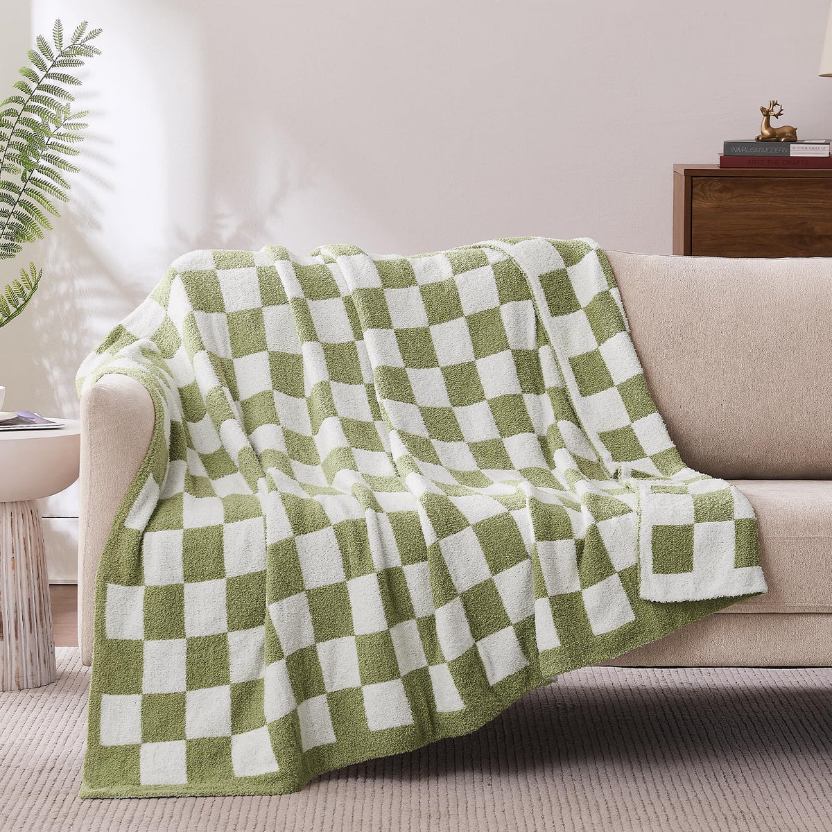 Checkered Throw Blanket for Couch, Soft Cozy Warm Knitted Blankets