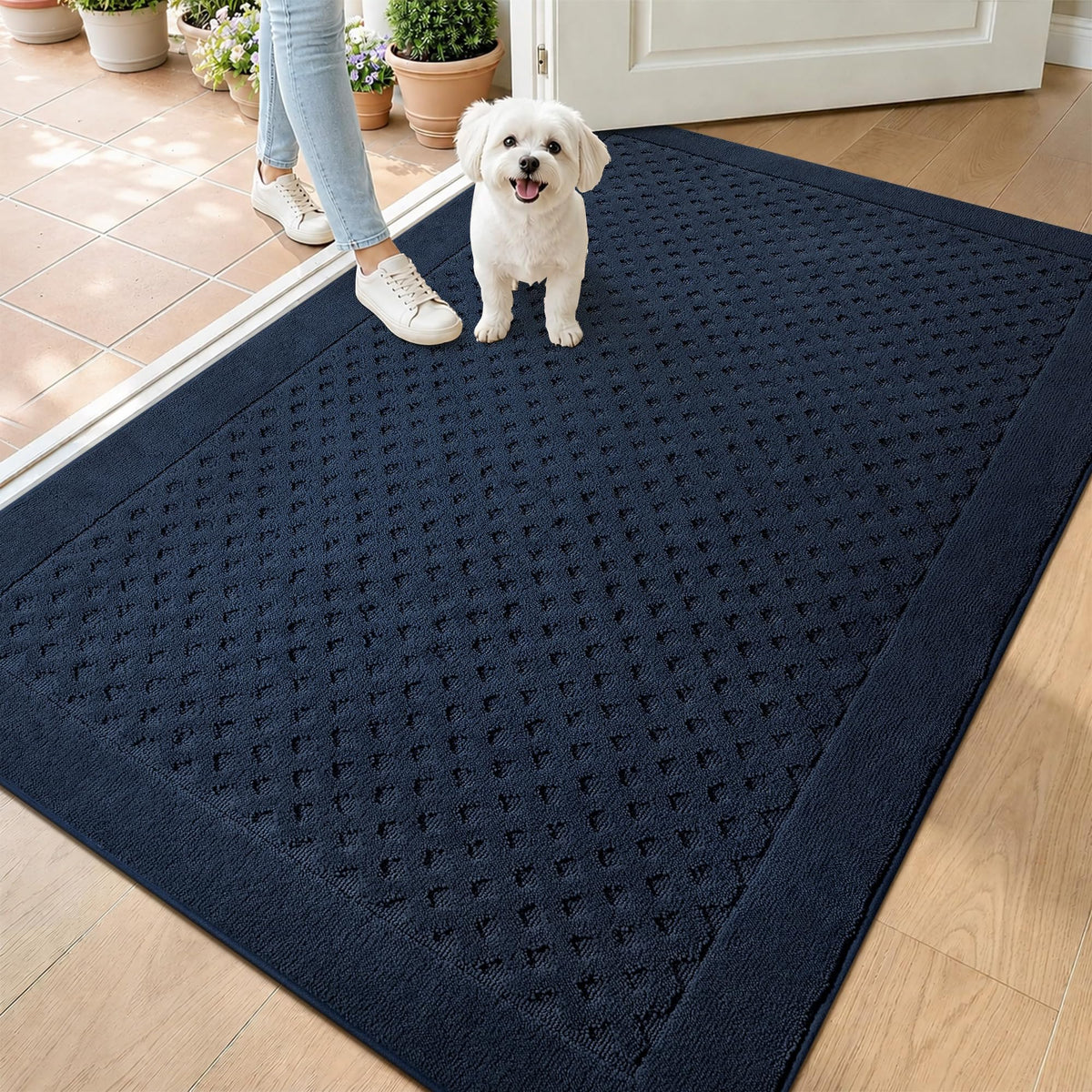 Dirt Trapper Door Mat 24"x 36", Non-Slip Entryway Rugs, Beige