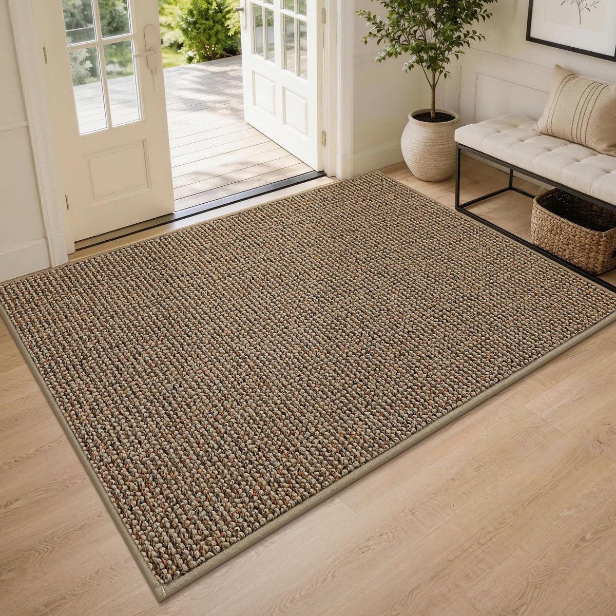 BEQHAUSE Dirt Trapper Door Mat 20"x32", Non-Slip Washable Doormat, Charcoal