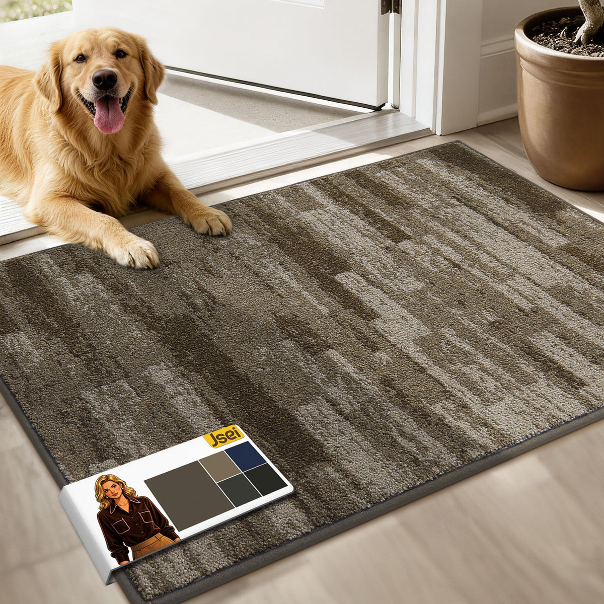 JSEI Dirt Trapper Door Mat 20"x32", Non-Slip Doormat, Blue