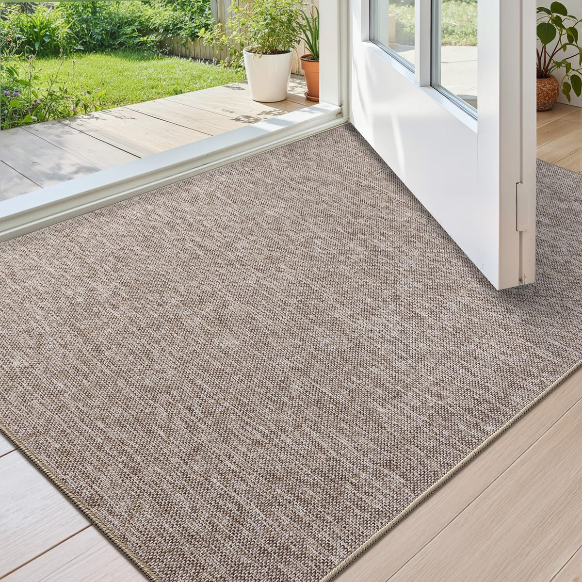 Color&Geometry Ultra-Thin Indoor Door Mat Entrance, 17"x30" Heather Khaki