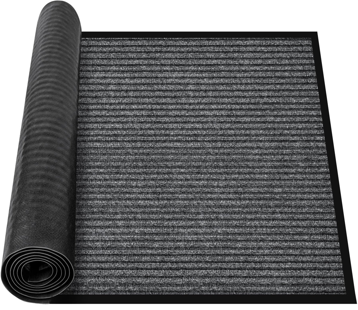 MYFAMIREA Commercial Floor Mat 3' x 5' Extra Large Front Door Industrial Rug Heavy Duty Brush Step Entrance Mat Weather Utility Rug with Non Slip Rubber Backing Low Profile for Entryway, Charcoal Grey