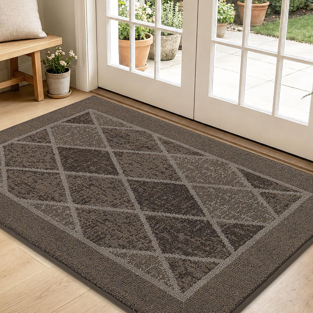 BEQHAUSE Dirt Trapper Door Mat 20" x 32", Doormat Non-Slip, Navy Blue