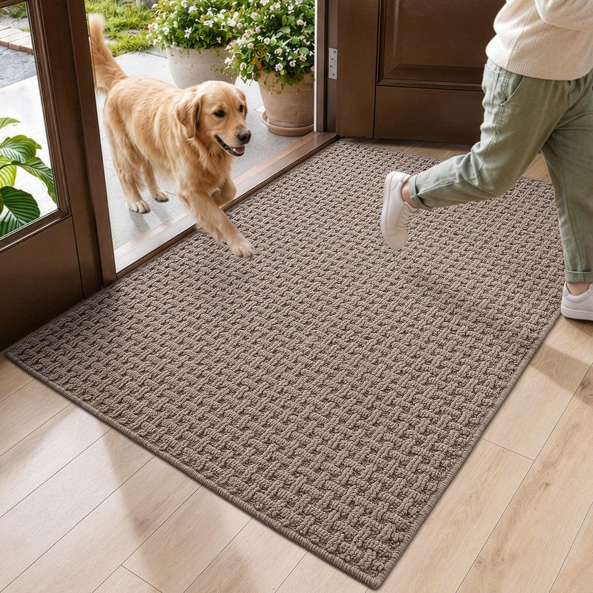 DEXI Door Mat Indoor Entrance 24x36, Entryway Doormats, Beige