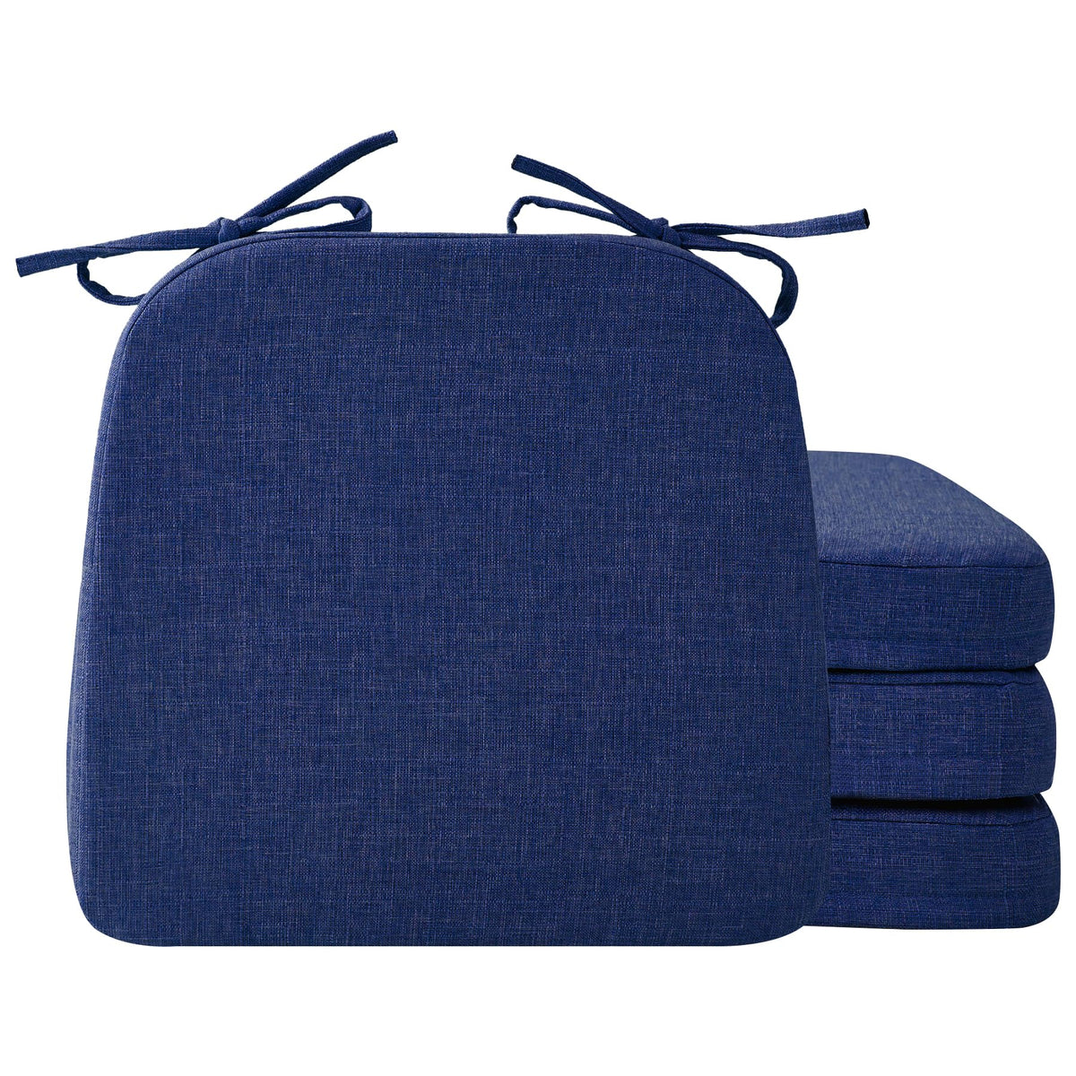 Ruqmuis Chair Cushions for Dining Chairs, 2" Thick Seat Cushions for Kitchen Chairs, D-Shaped Chair Pads with Washable Cover, Ties and Non Slip Backing, 17'' x 16'', Set of 4, Beige