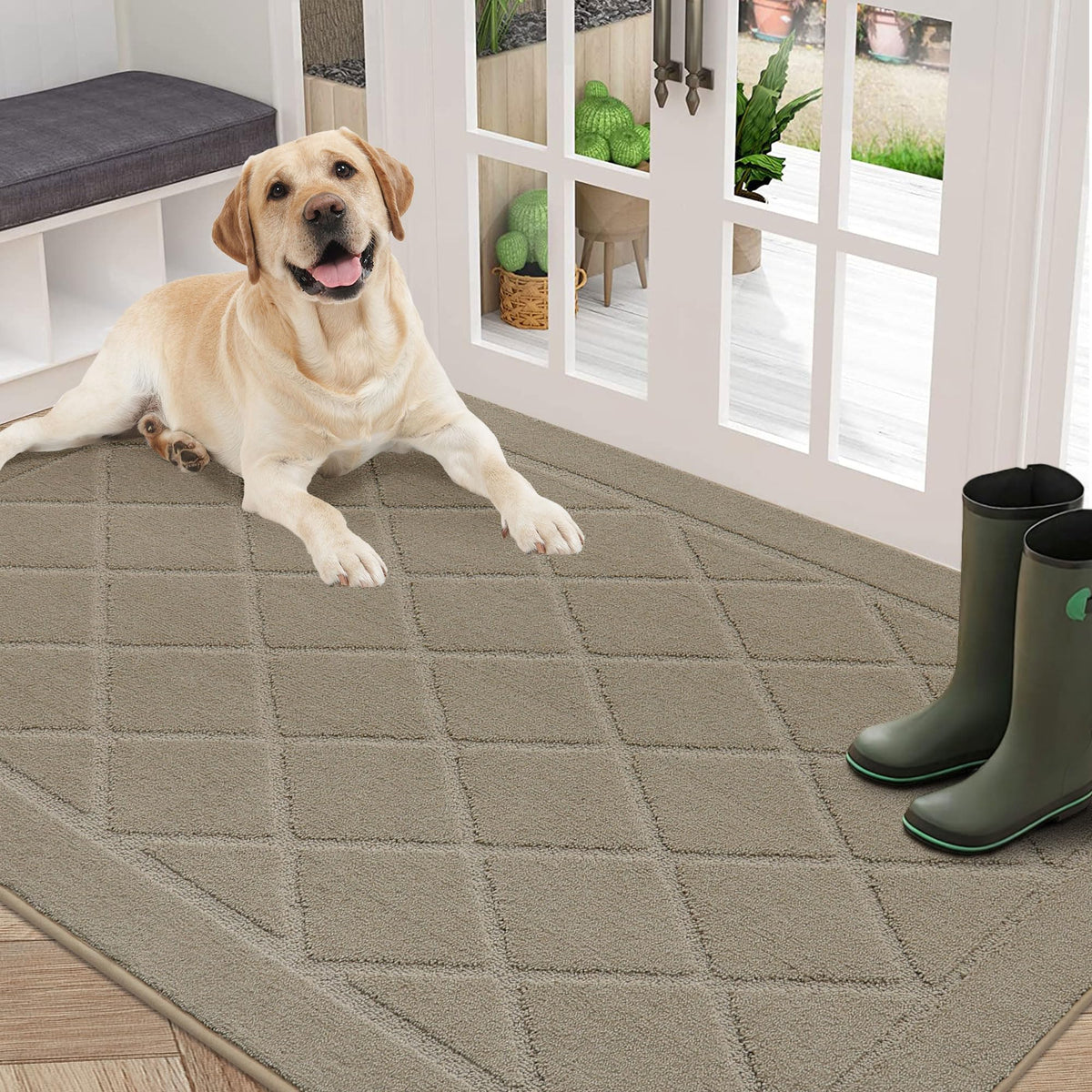 BEQHAUSE Dirt Trapper Door Mat 20" x 32", Doormat Non-Slip, Navy Blue
