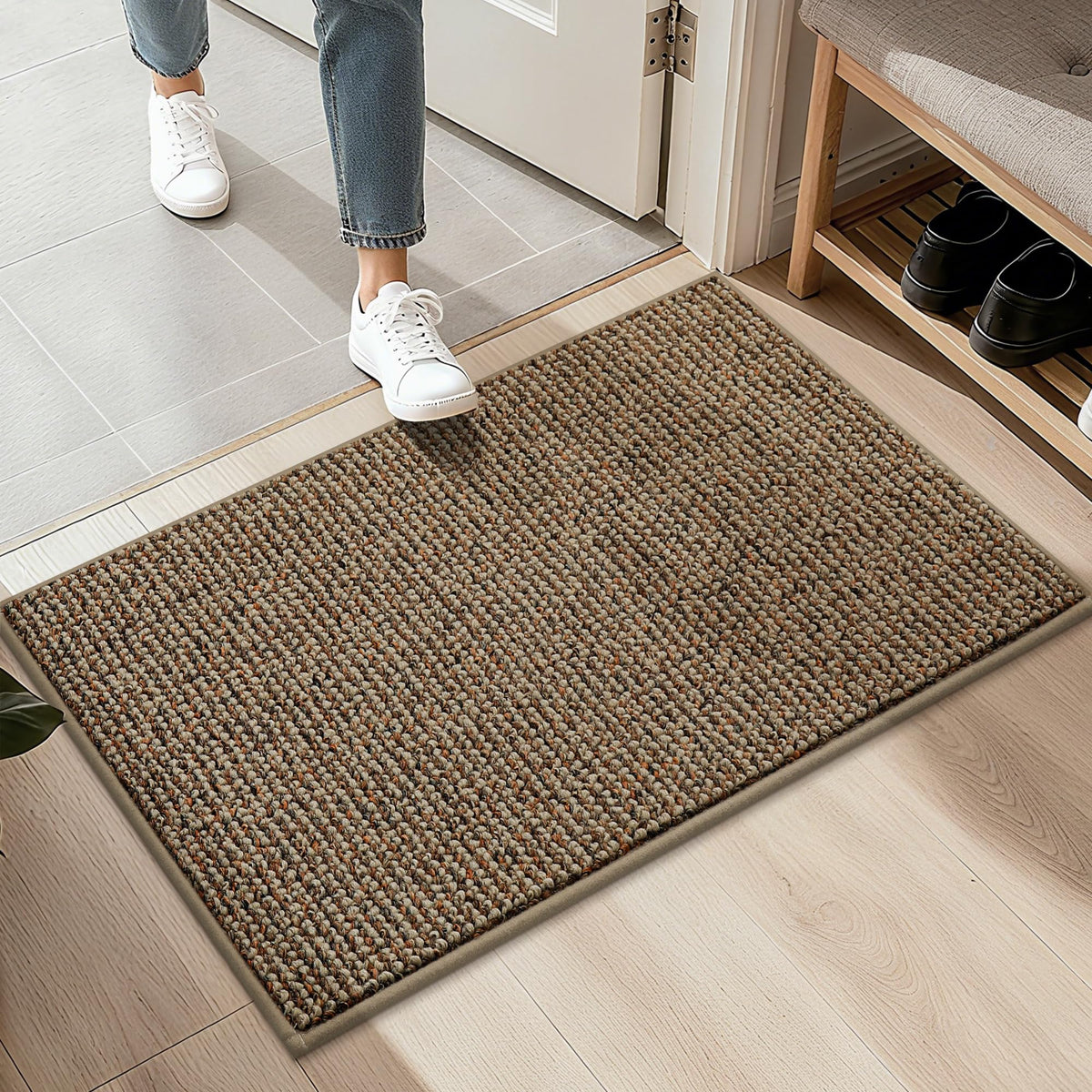 BEQHAUSE 2x3 Entryway Rug Indoor Door Mat Non-Slip Washable, Taupe