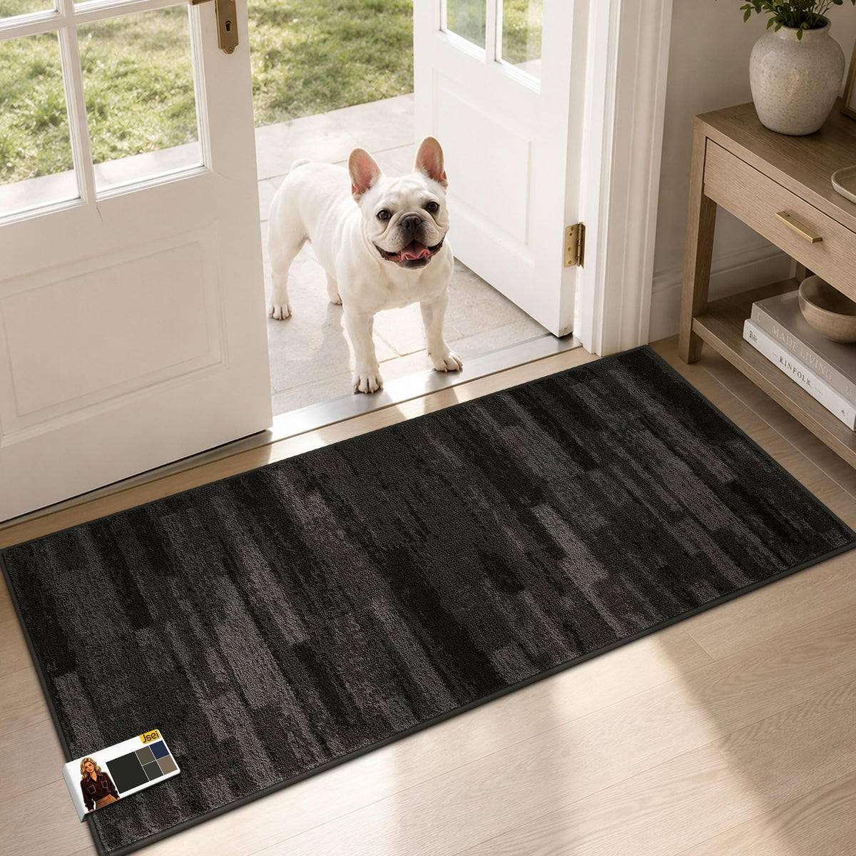 JSEI Dirt Trapper Door Mat 20"x32", Non-Slip Doormat, Blue
