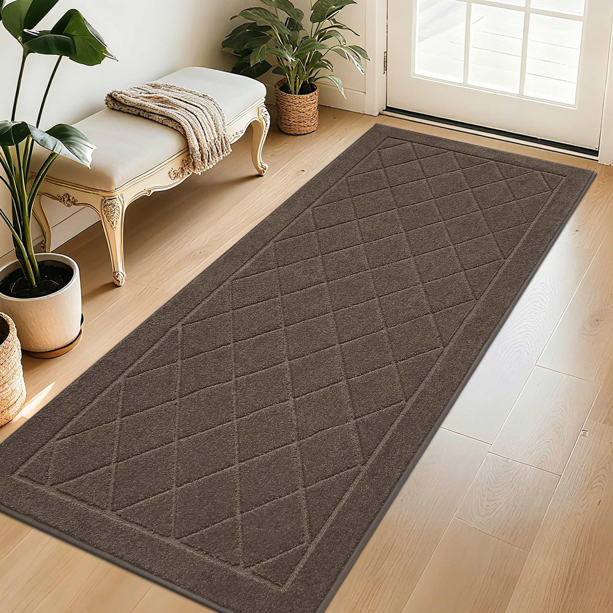 BEQHAUSE Dirt Trapper Door Mat 32" x 48", Doormat Non-Slip, Dark Grey