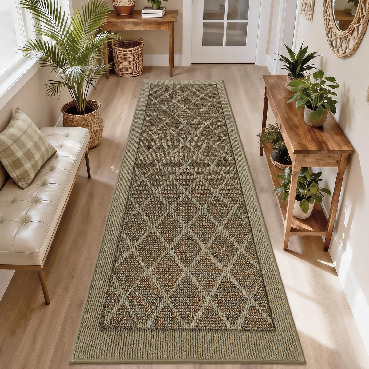 COSY HOMEER Non-Slip Door Mat 20"x32",Entryway Rugs Low Profile,Beige