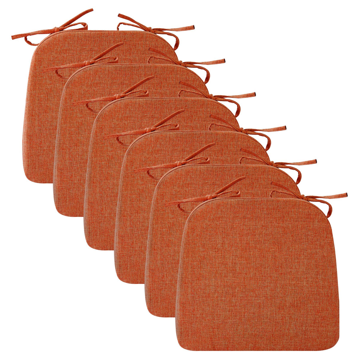 Ruqmuis Chair Cushions for Dining Chairs, 2" Thick Seat Cushions for Kitchen Chairs, D-Shaped Chair Pads with Washable Cover, Ties and Non Slip Backing, 17'' x 16'', Set of 4, Beige