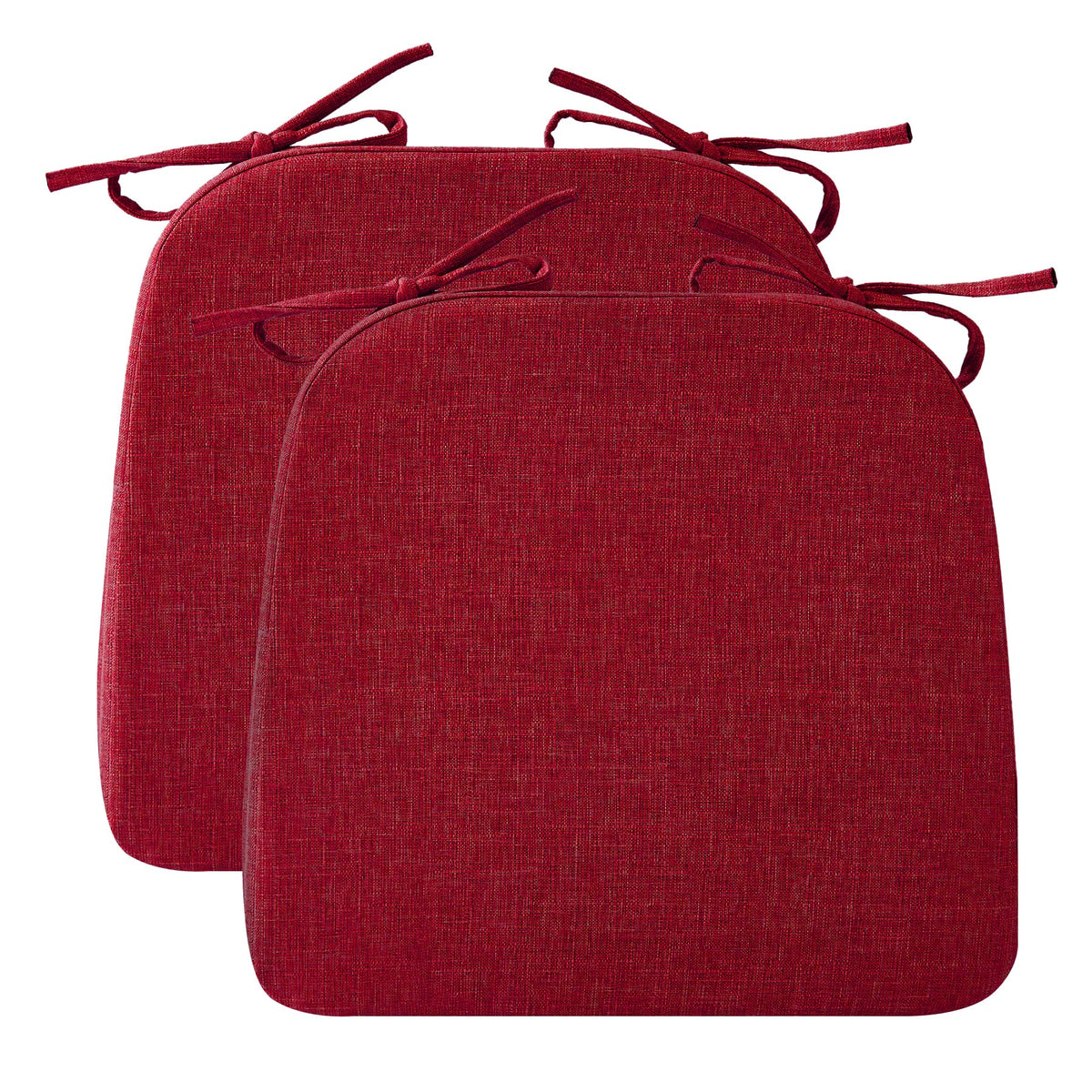 Ruqmuis Chair Cushions for Dining Chairs, 2" Thick Seat Cushions for Kitchen Chairs, D-Shaped Chair Pads with Washable Cover, Ties and Non Slip Backing, 17'' x 16'', Set of 4, Beige