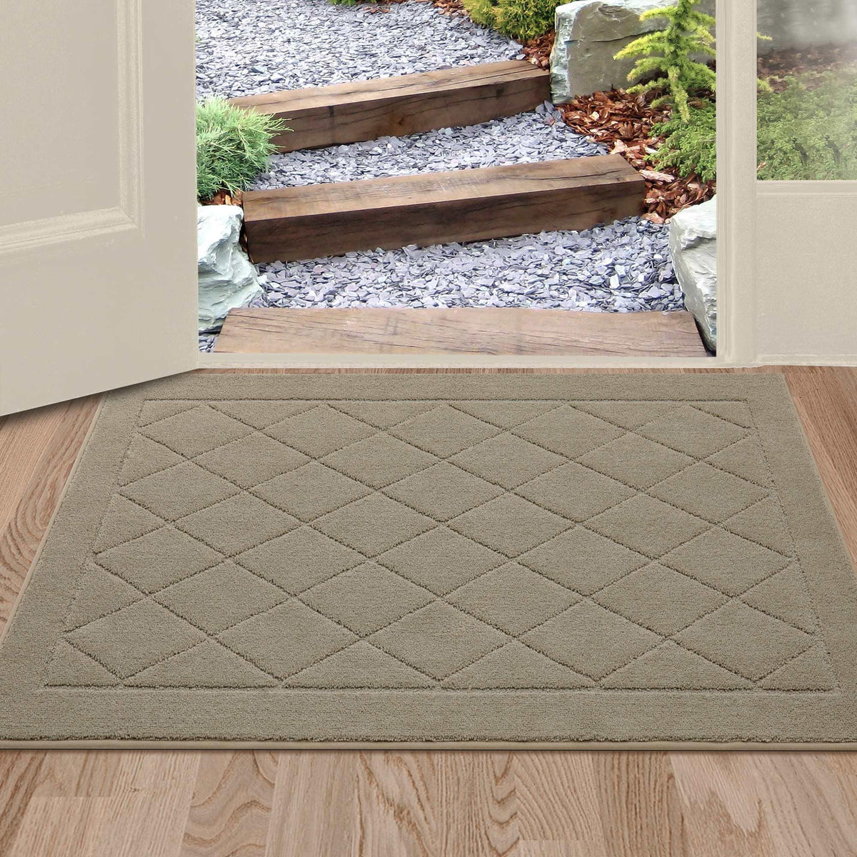 BEQHAUSE Dirt Trapper Door Mat 20" x 32", Doormat Non-Slip, Navy Blue