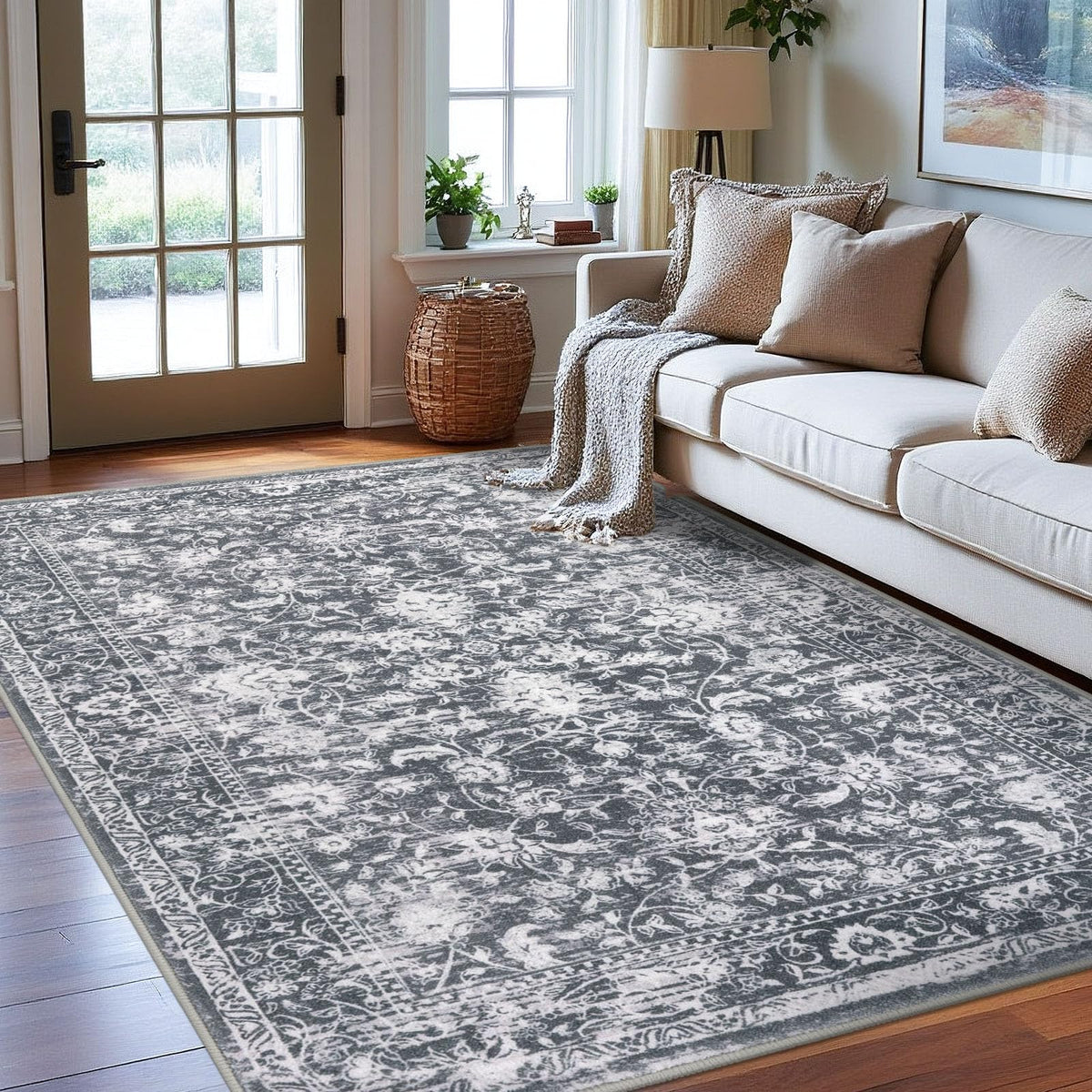 KILOCOCO 2x3 Washable Rug Small Entryway Rugs Indoor Door Mat, Blue/Navy