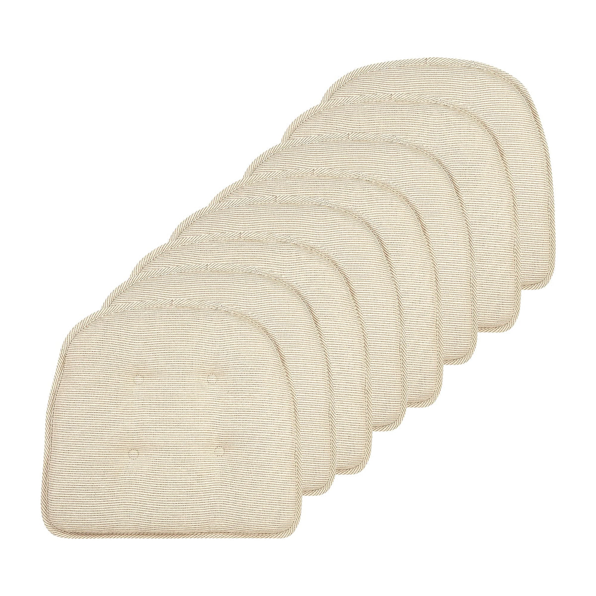 Klear Vu Omega Non-Slip Chair Cushions, Assembled in USA, U-Shaped Skid-Proof Seat Pads for Dining Room, Kitchen, Office, 15"x16" 4 Pack Slub Natural 4 Count