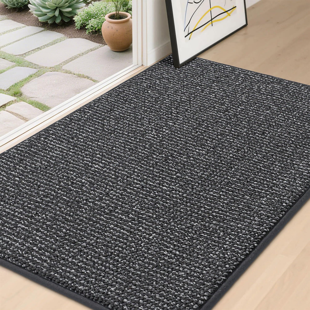 BEQHAUSE Dirt Trapper Door Mat 20" x 32", Non-Slip Washable Doormats, Brown