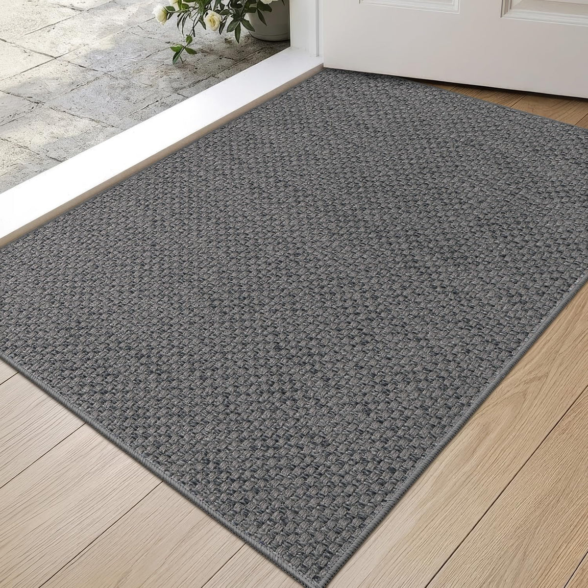 DEXI Thin Door Mat Indoor Entrance 24x36, Non Slip Entryway Mat, Dark Beige
