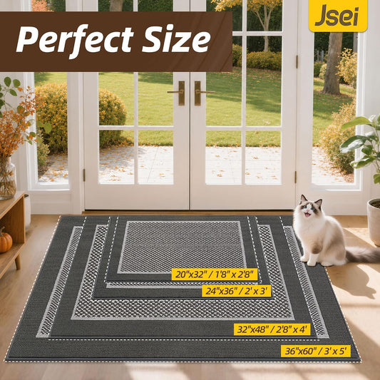 JSEI Dirt Trapper Door Mat 20"x32" , Non-Slip Doormat ,Dark Grey