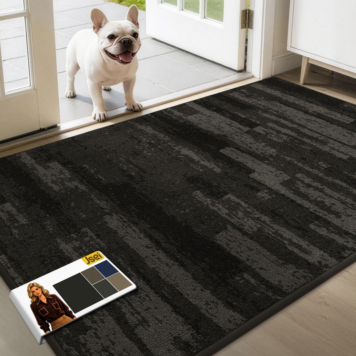 JSEI Dirt Trapper Door Mat 20"x32", Non-Slip Doormat, Blue