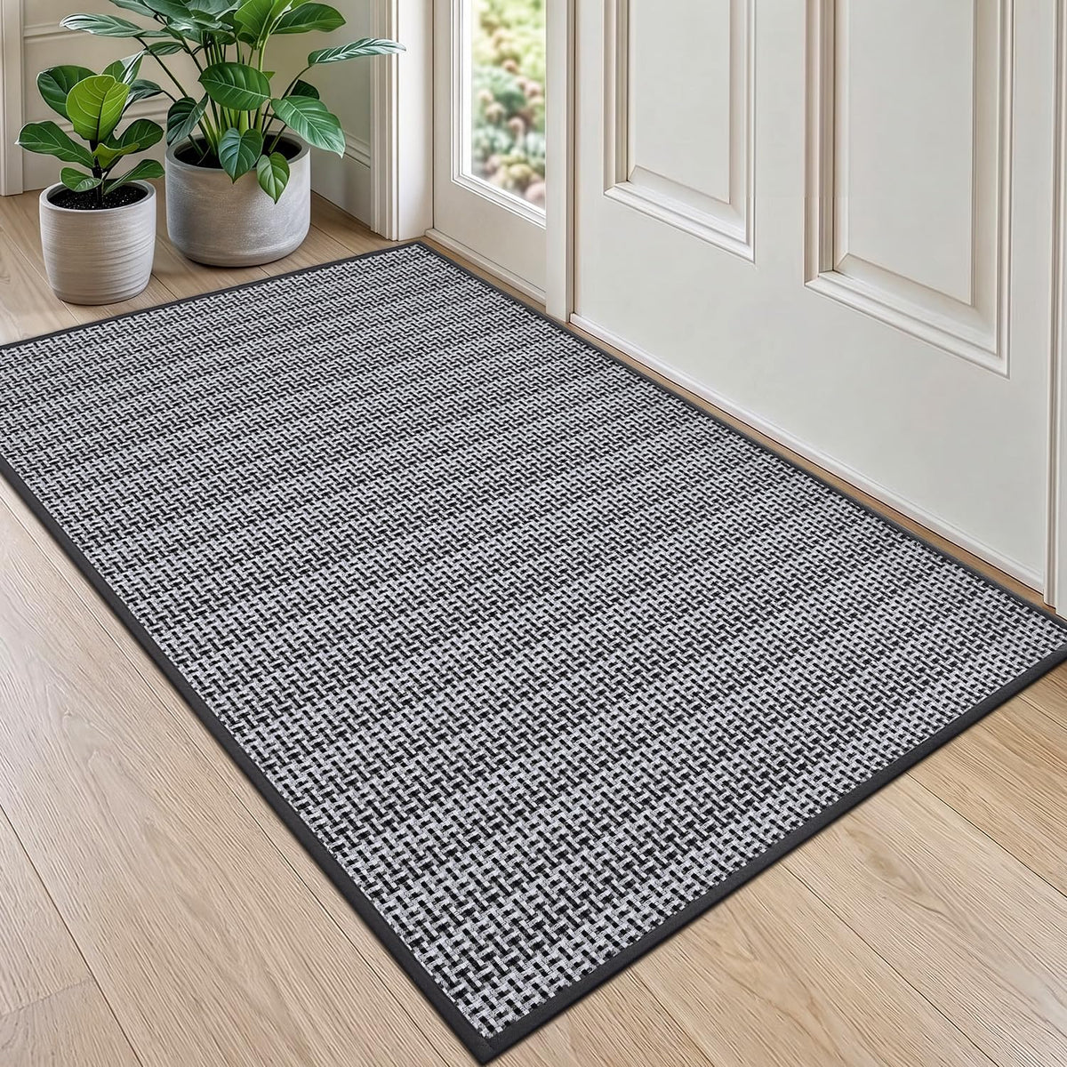 DEXI Thin Door Mat Indoor Entrance 24x36, Non Slip Entryway Mat, Dark Beige