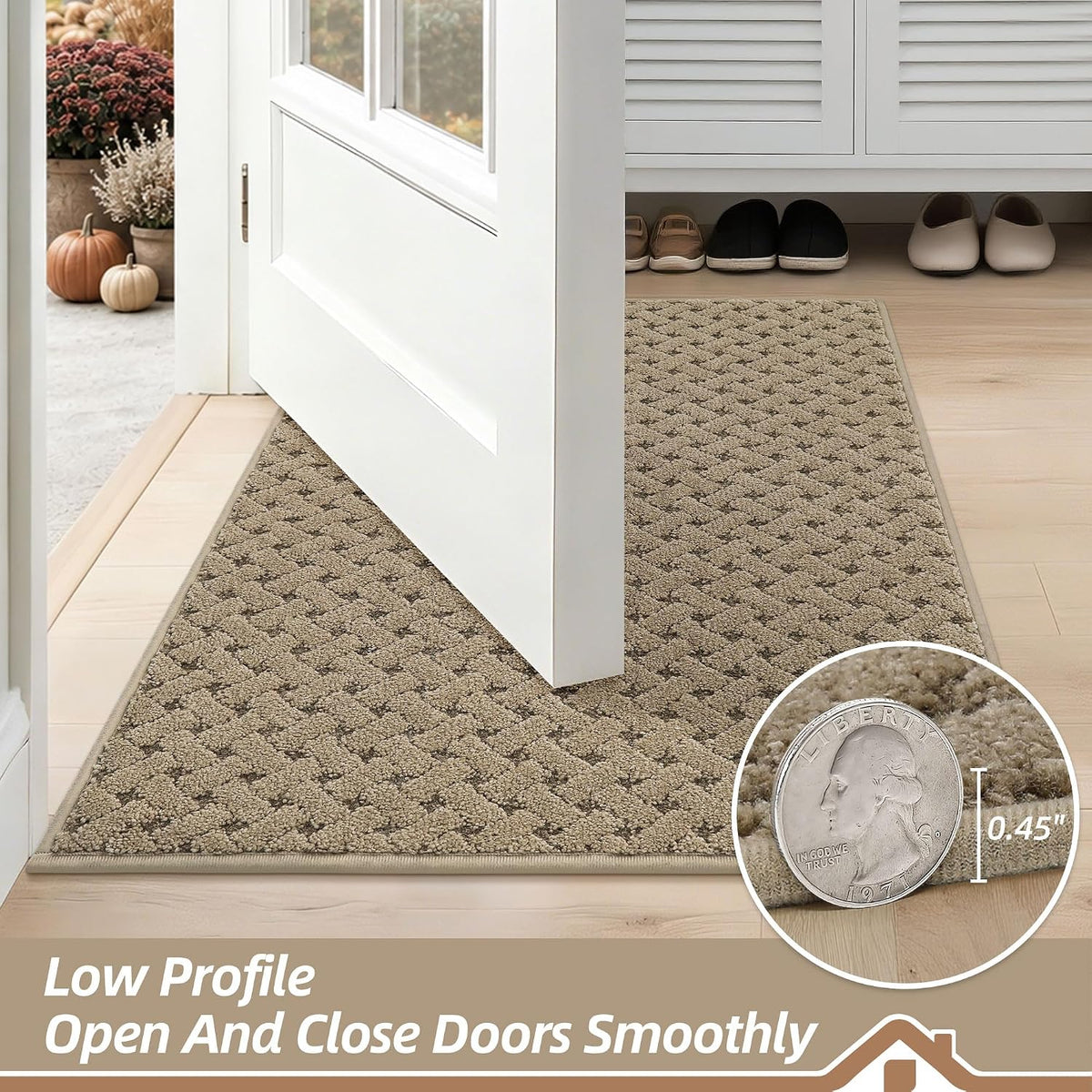 BEQHAUSE Dirt Trapper Door Mat Non-Slip Entryway Rugs, 24" x 36", Beige