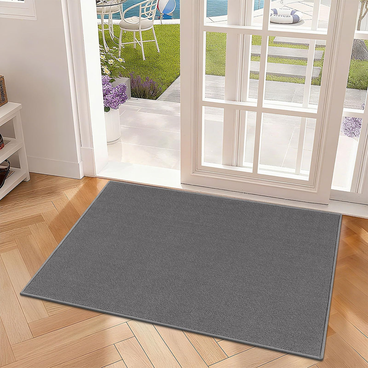 SHACOS Door Mats 20"x32" Indoor Washable Kitchen Entryway Rug Non Slip Absorbent Floor Mat for Home Entrance Garage, Light Gray