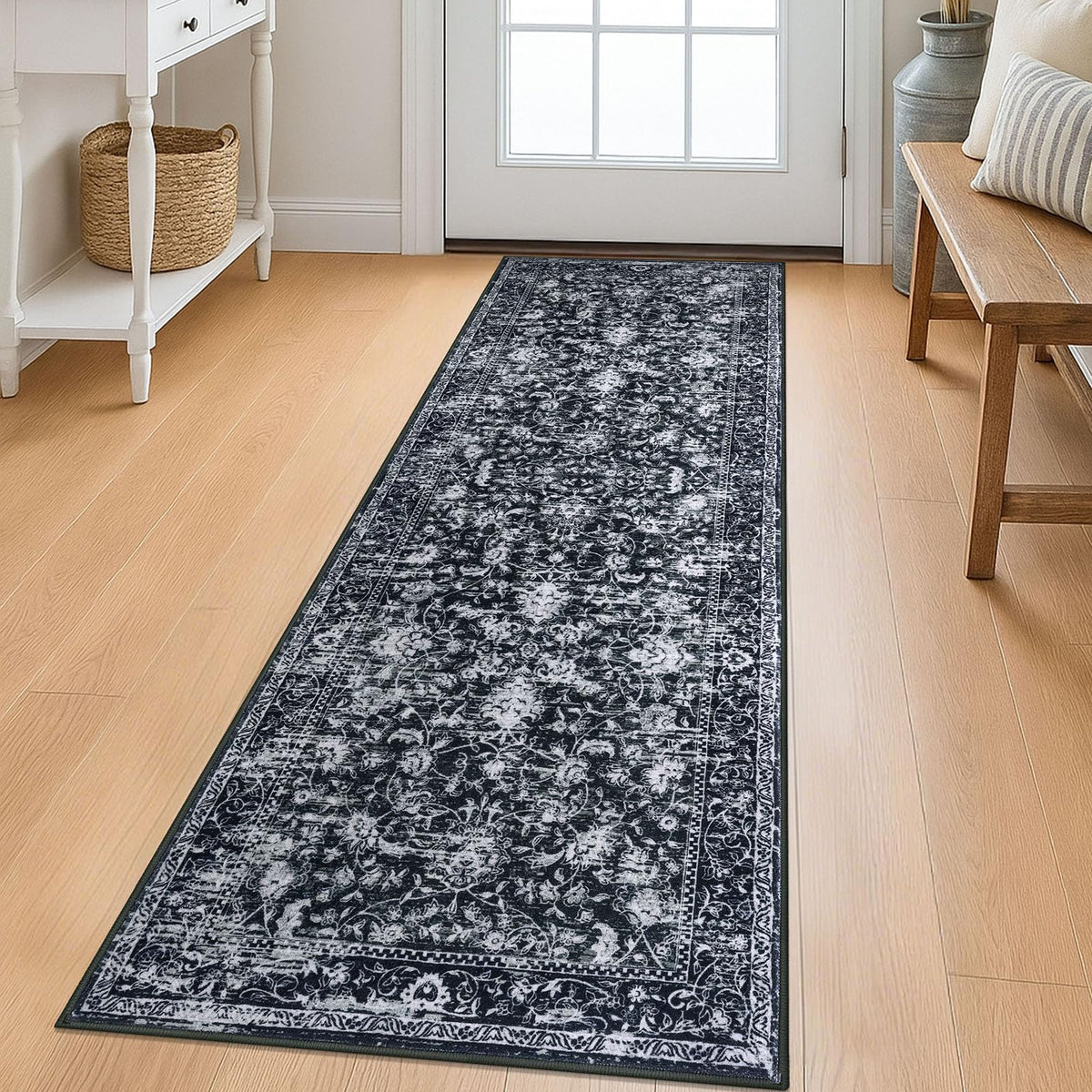 KILOCOCO 2x3 Washable Rug Small Entryway Rugs Indoor Door Mat, Blue/Navy