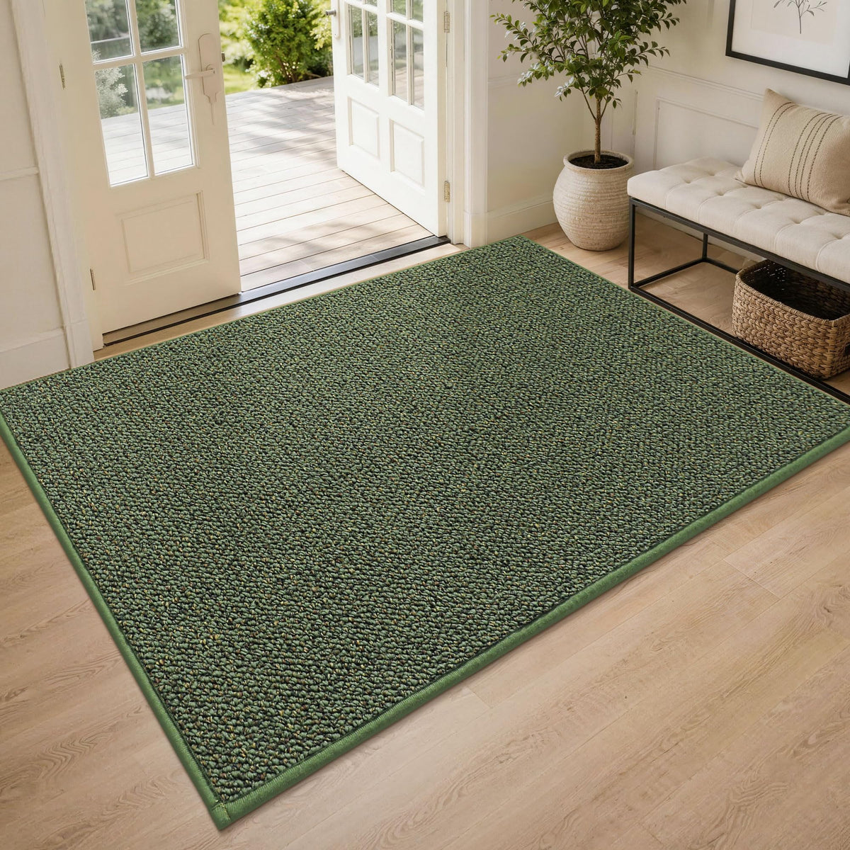 BEQHAUSE Dirt Trapper Door Mat 20" x 32", Non-Slip Washable Doormats, Brown