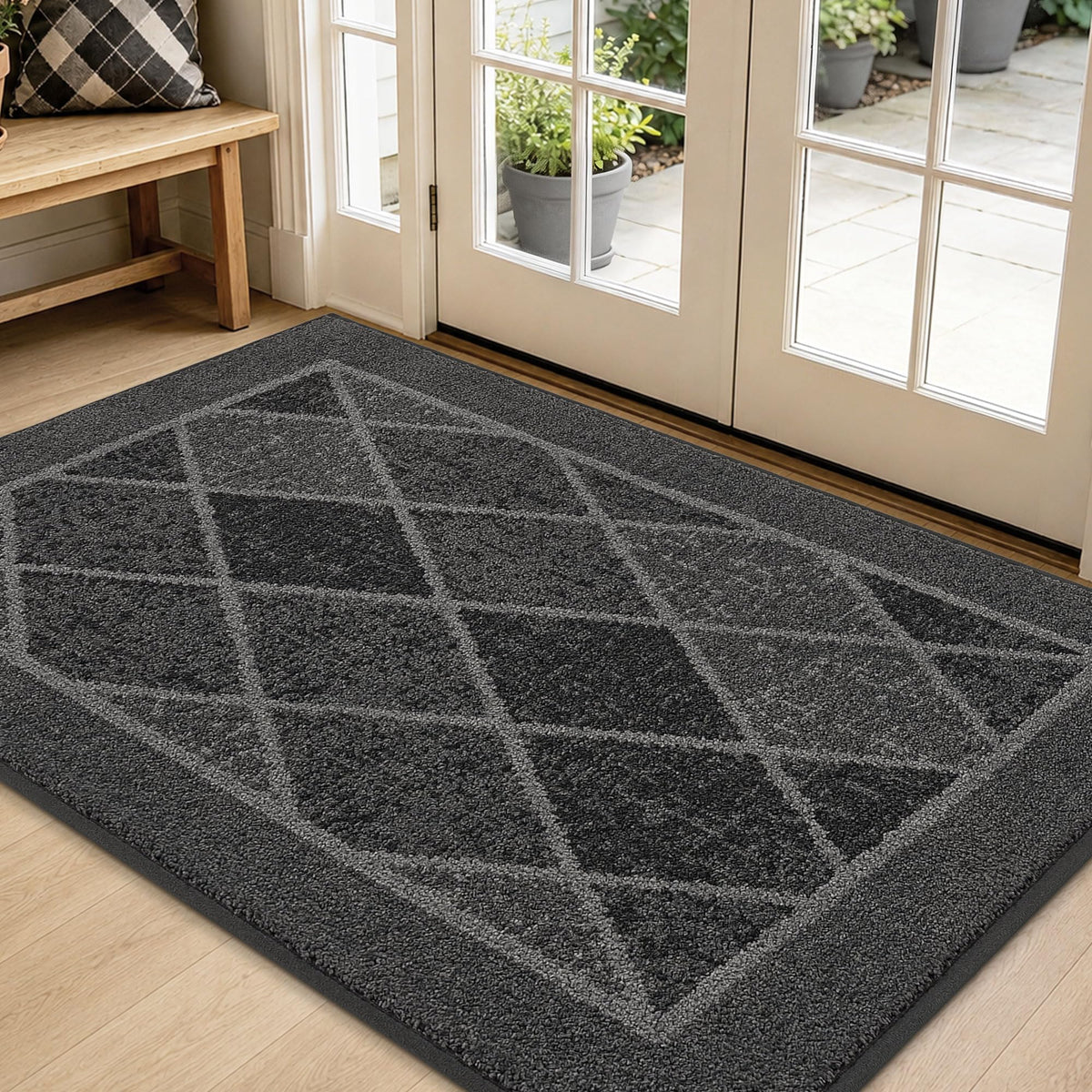 BEQHAUSE Dirt Trapper Door Mat 20" x 32", Doormat Non-Slip, Navy Blue