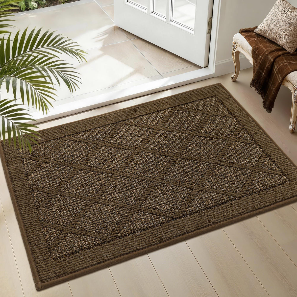 COSY HOMEER Non-Slip Door Mat 20"x32",Entryway Rugs Low Profile,Beige